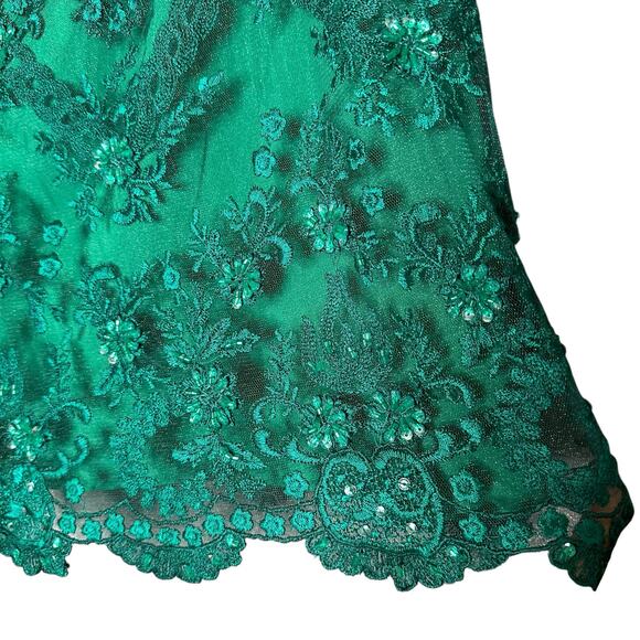 FREE PEOPLE Green Lace Embroidered Beaded Shorts Romper Women's Size 4 FLAWED - Picture 13 of 14